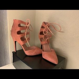 Pink Lace Up Heels (never worn)